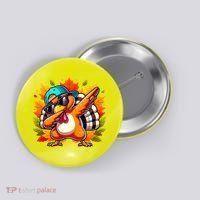 Cute Dabbing Thanksgiving Turkey Fall Vibes Button thumb 0