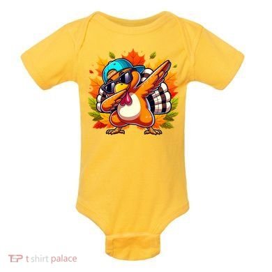 Cute Dabbing Thanksgiving Turkey Fall Vibes Baby Bodysuit