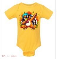 Cute Dabbing Thanksgiving Turkey Fall Vibes Baby Bodysuit thumb 0