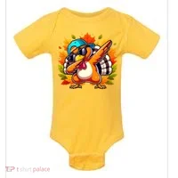 Cute Dabbing Thanksgiving Turkey Fall Vibes Baby Bodysuit thumb 0