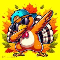 Cute Dabbing Thanksgiving Turkey Fall Vibes Baby Bodysuit thumb 2