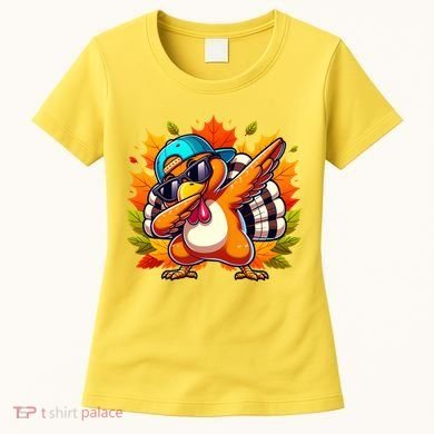 Cute Dabbing Thanksgiving Turkey Fall Vibes Women's T-Shirt