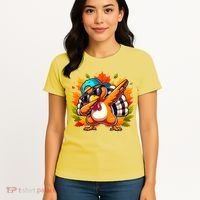 Cute Dabbing Thanksgiving Turkey Fall Vibes Women's T-Shirt thumb 4