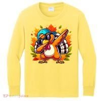 Cute Dabbing Thanksgiving Turkey Fall Vibes Kids Long Sleeve Shirt thumb 0
