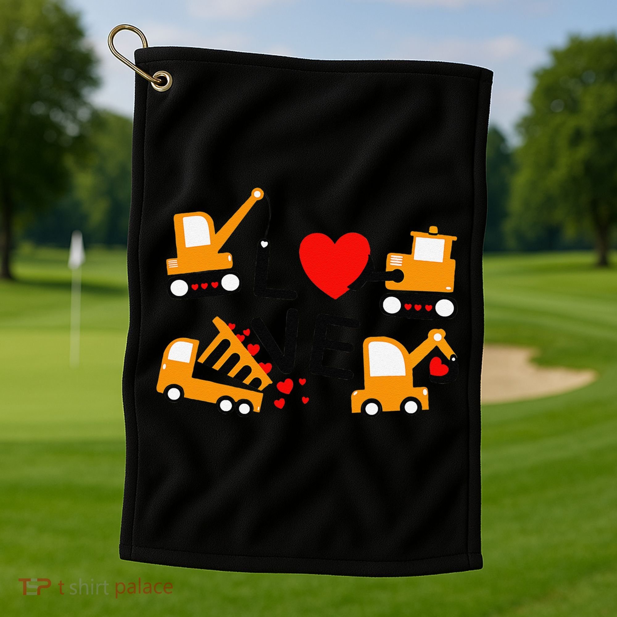 Construction Dump Truck Valentine's Day Of Lover Golf Towel