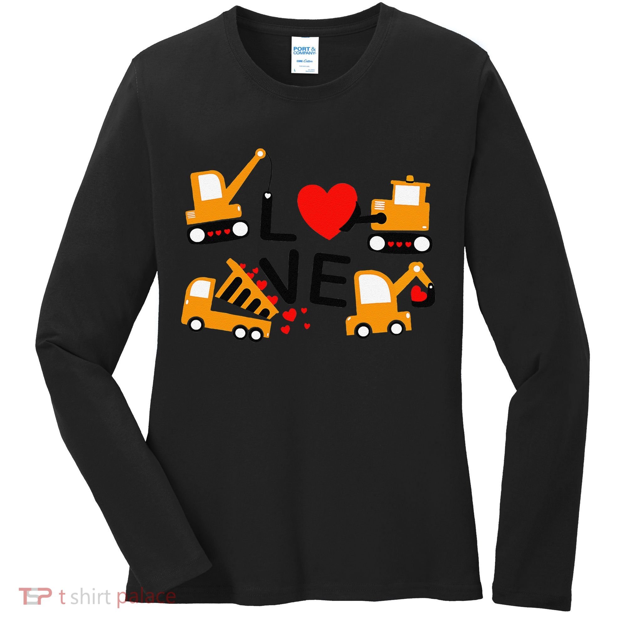 Construction Dump Truck Valentine's Day Of Lover Women's Long Sleeve Shirt