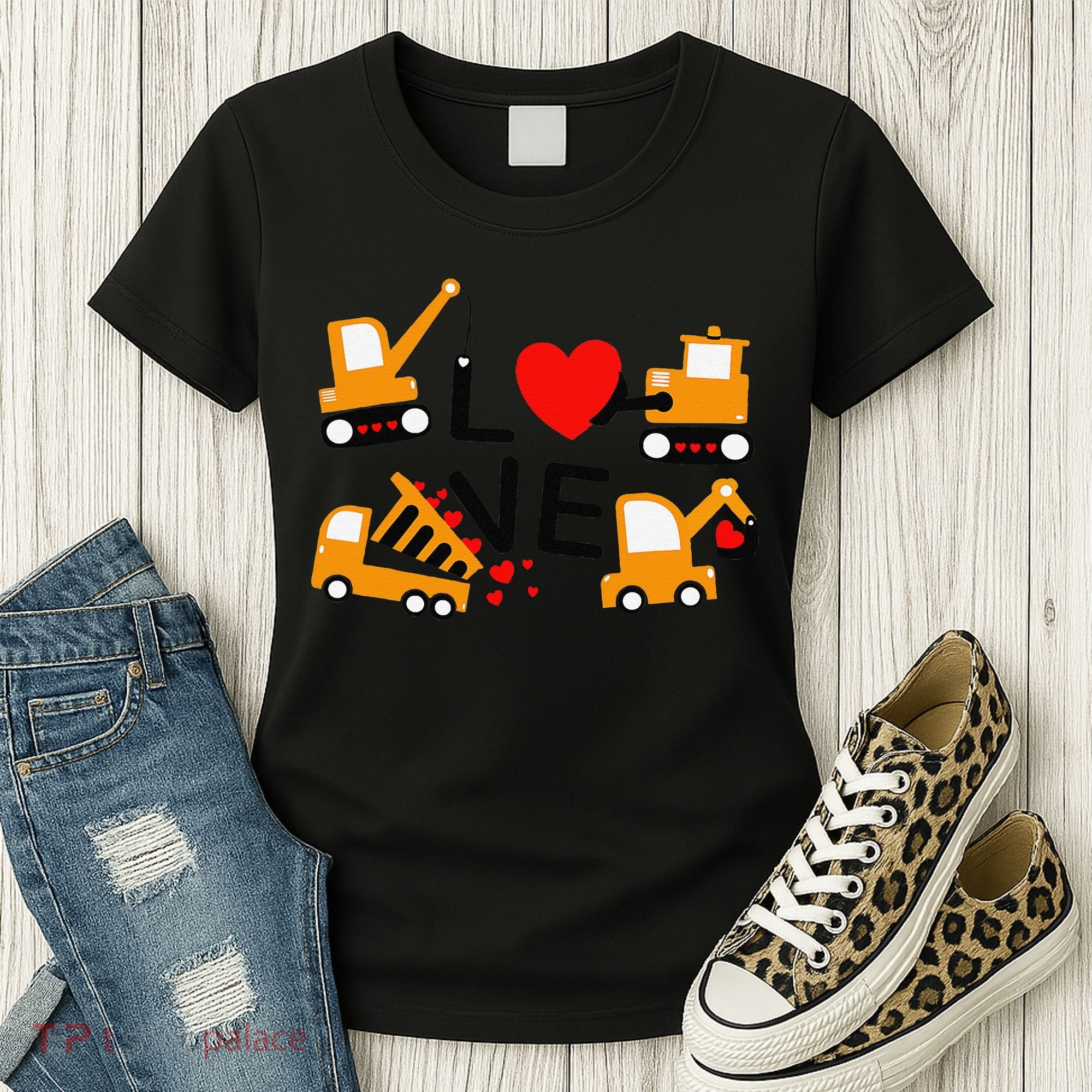 Construction Dump Truck Valentine's Day Of Lover Women's T-Shirt