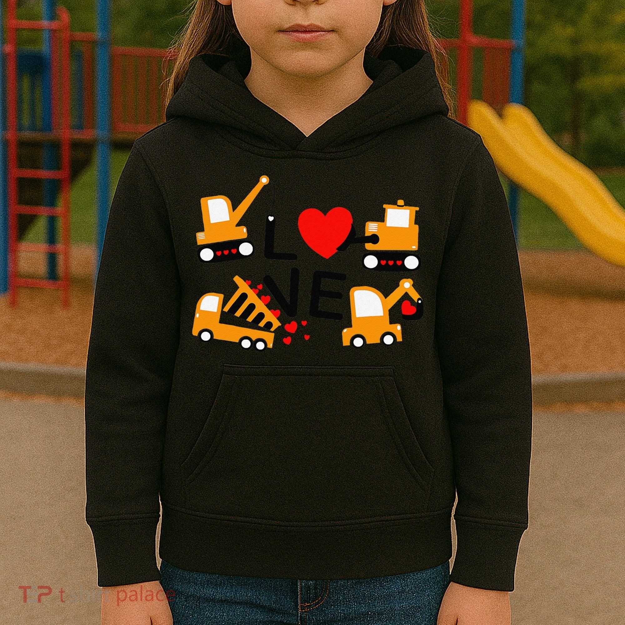 Construction Dump Truck Valentine's Day Of Lover Kids Hoodie