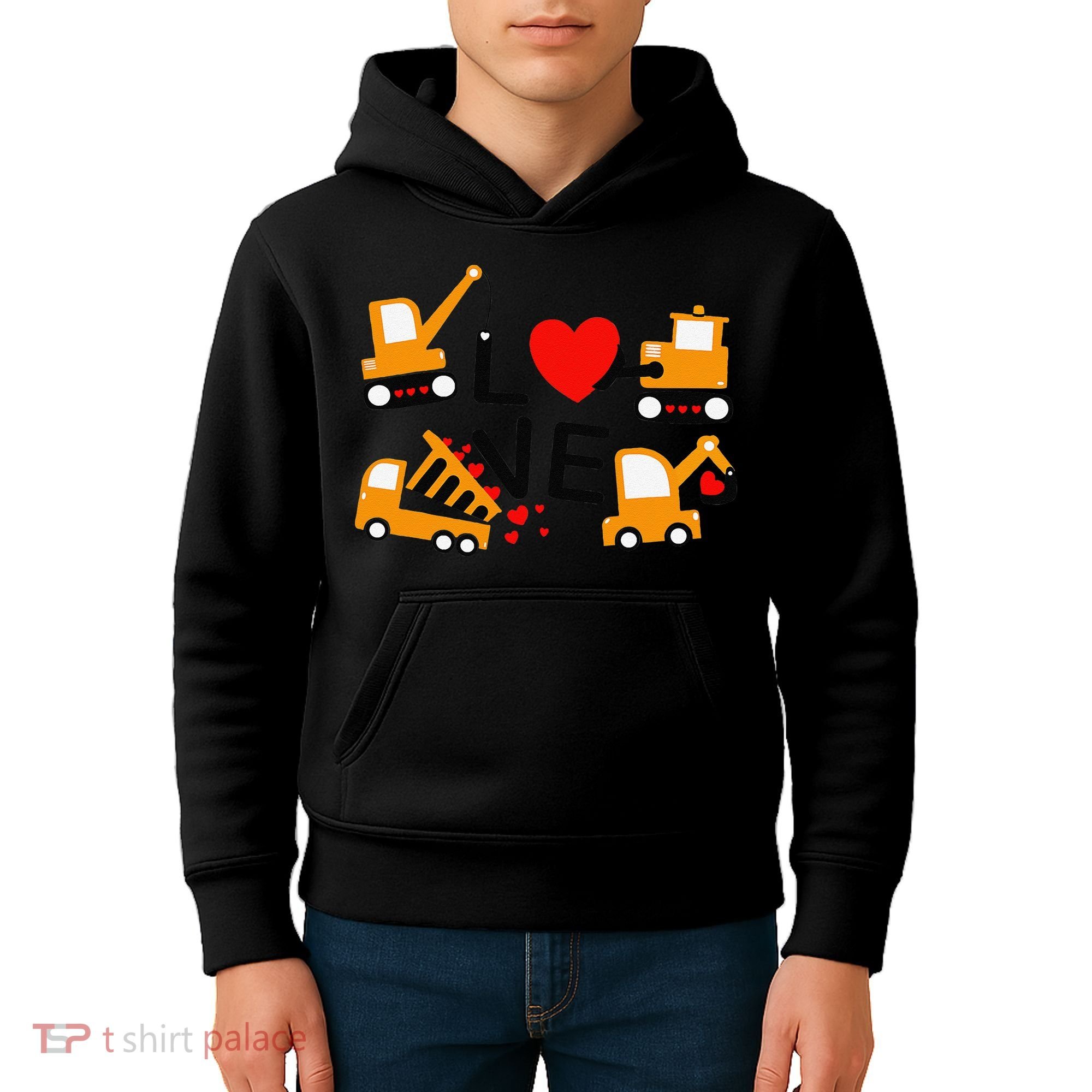 Construction Dump Truck Valentine's Day Of Lover Kids Hoodie
