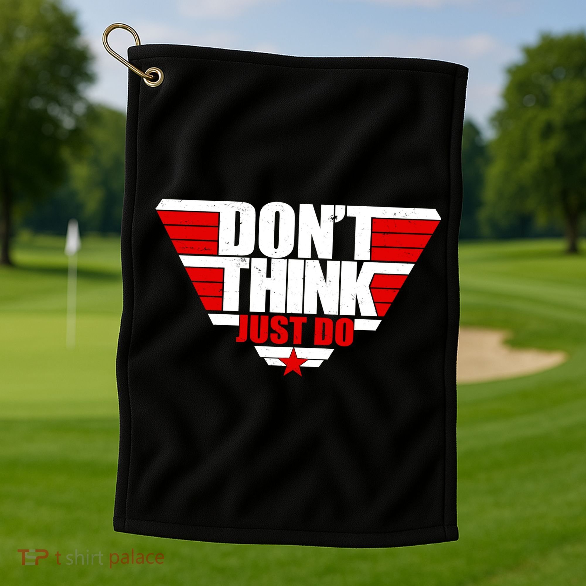 Cool Don't Think Just Do Logo Golf Towel
