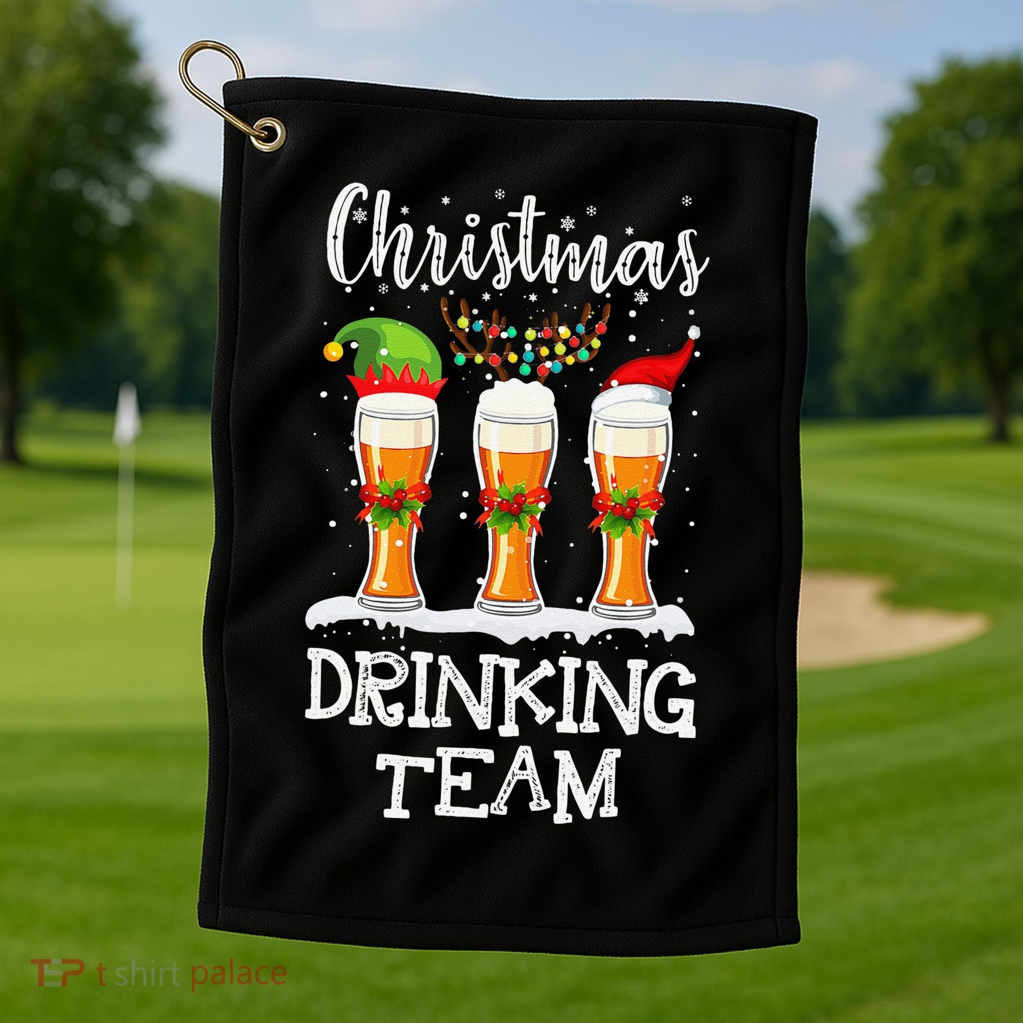 Christmas Drinking Team Holiday Season Xmas Beer Lover Golf Towel