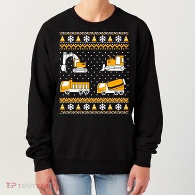 Construction Dump Trucks Bulldozer Ugly Christmas Sweater Women's Sweatshirt