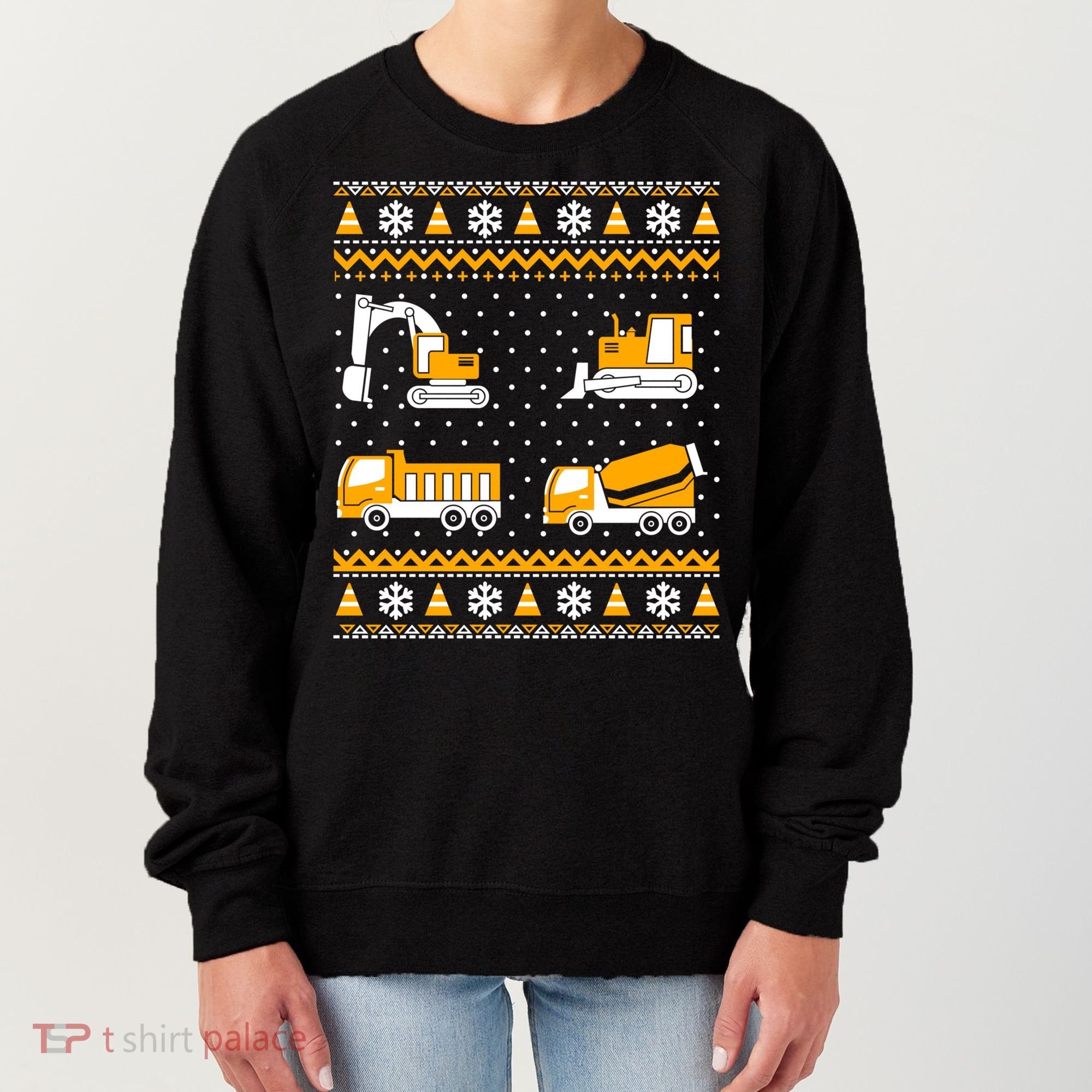 Construction Dump Trucks Bulldozer Ugly Christmas Sweater Women's Sweatshirt
