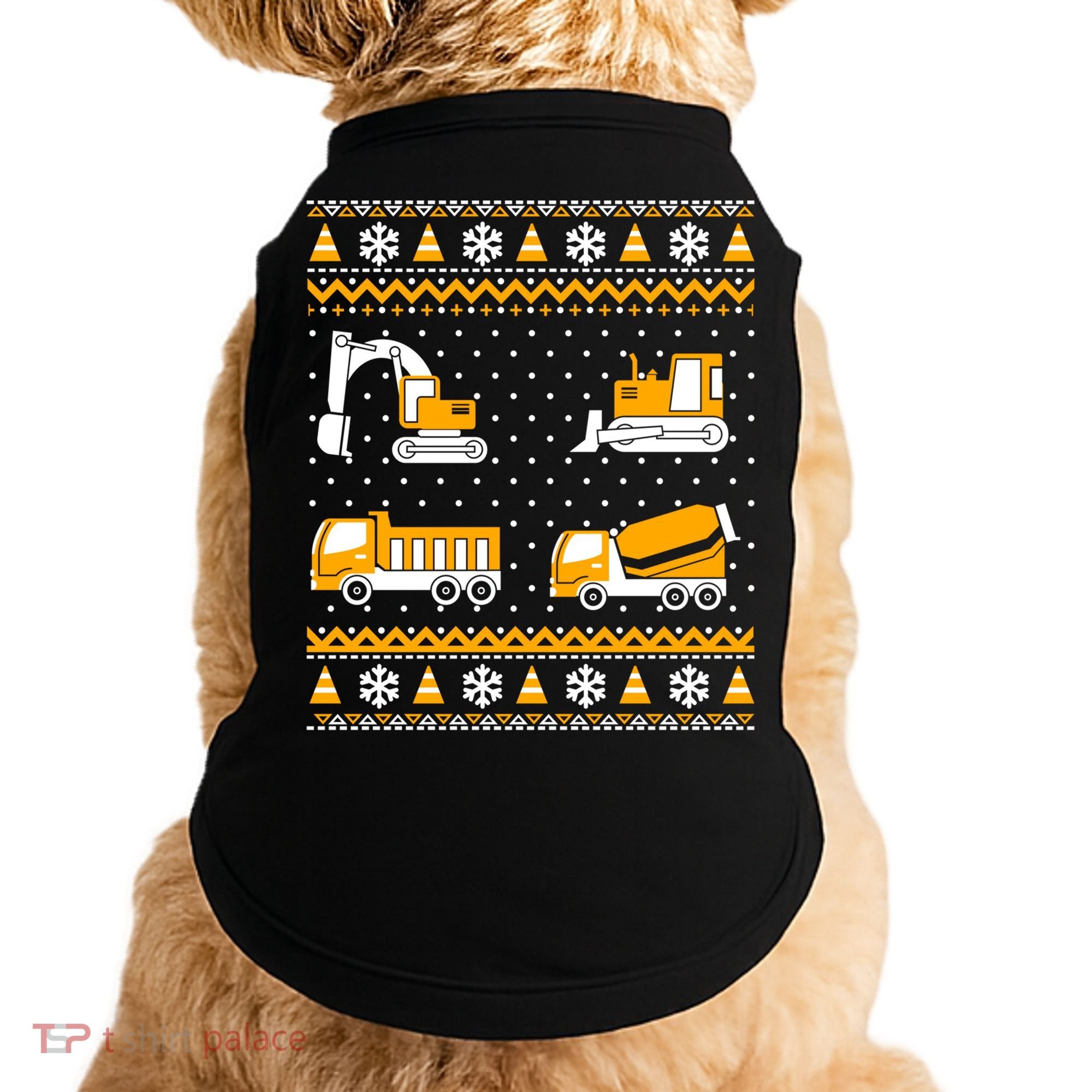Construction Dump Trucks Bulldozer Ugly Christmas Sweater Doggie Tank