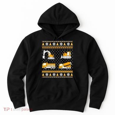 Construction Dump Trucks Bulldozer Ugly Christmas Sweater Hoodie