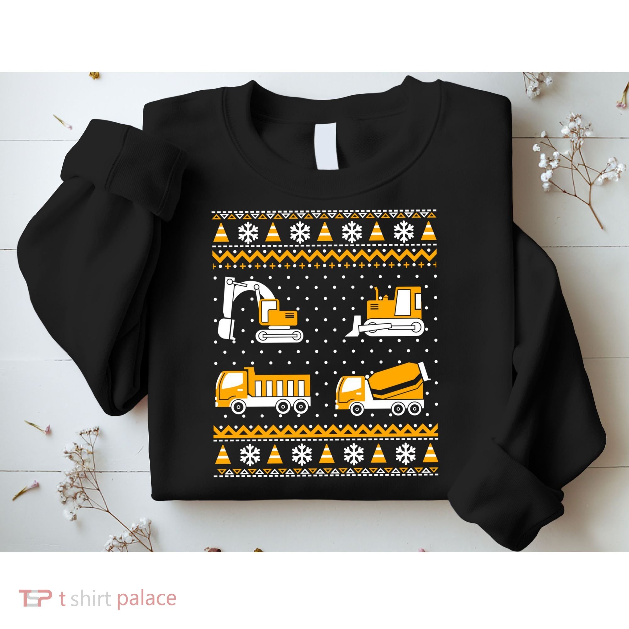Construction Dump Trucks Bulldozer Ugly Christmas Sweater Sweatshirt