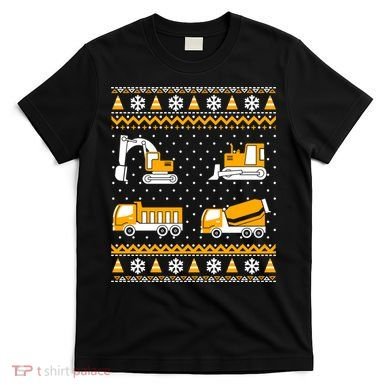 Construction Dump Trucks Bulldozer Ugly Christmas Sweater T-Shirt
