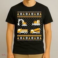Construction Dump Trucks Bulldozer Ugly Christmas Sweater T-Shirt thumb 3