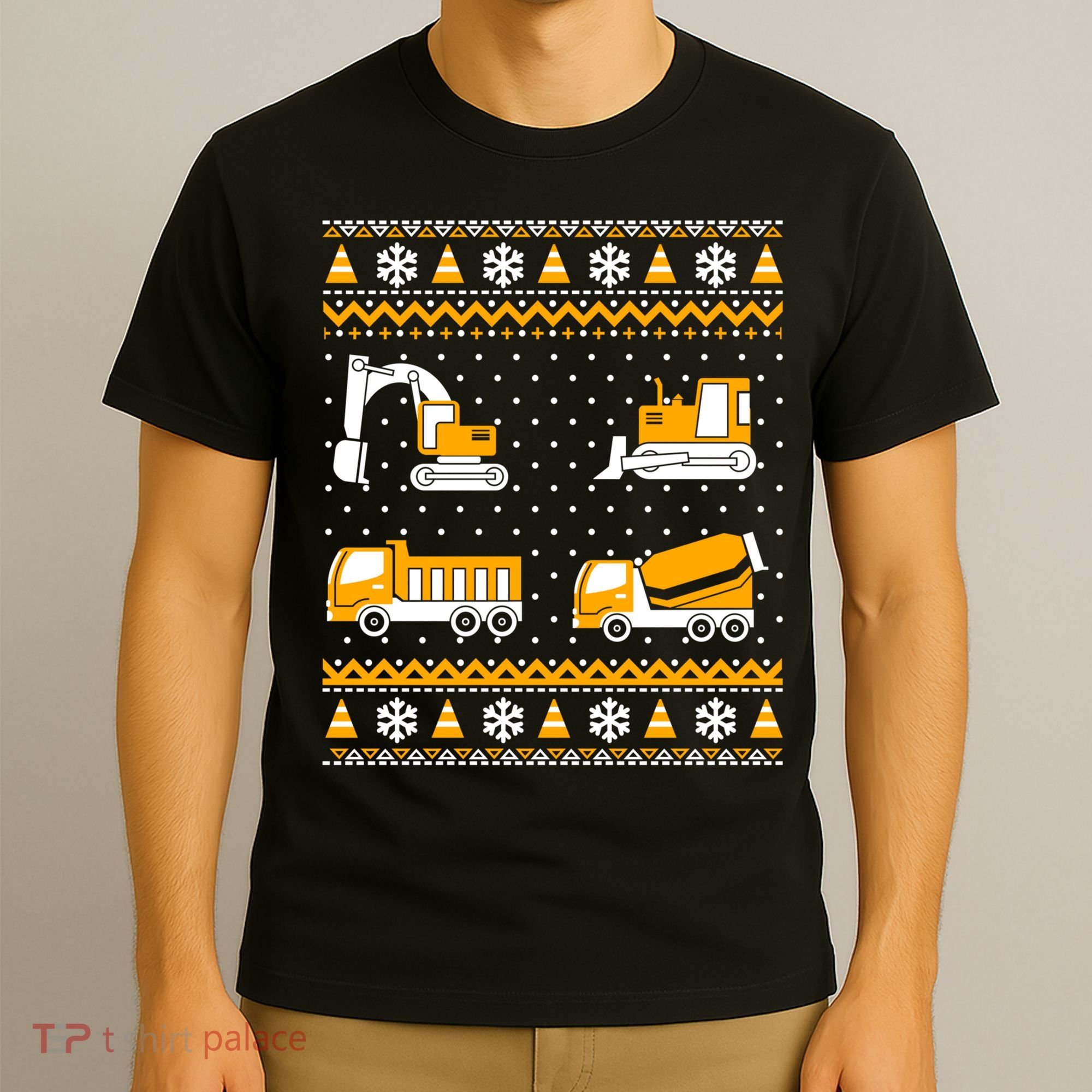 Construction Dump Trucks Bulldozer Ugly Christmas Sweater T-Shirt