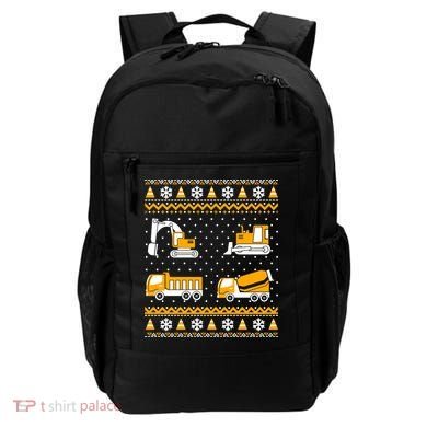Construction Dump Trucks Bulldozer Ugly Christmas Sweater Backpack