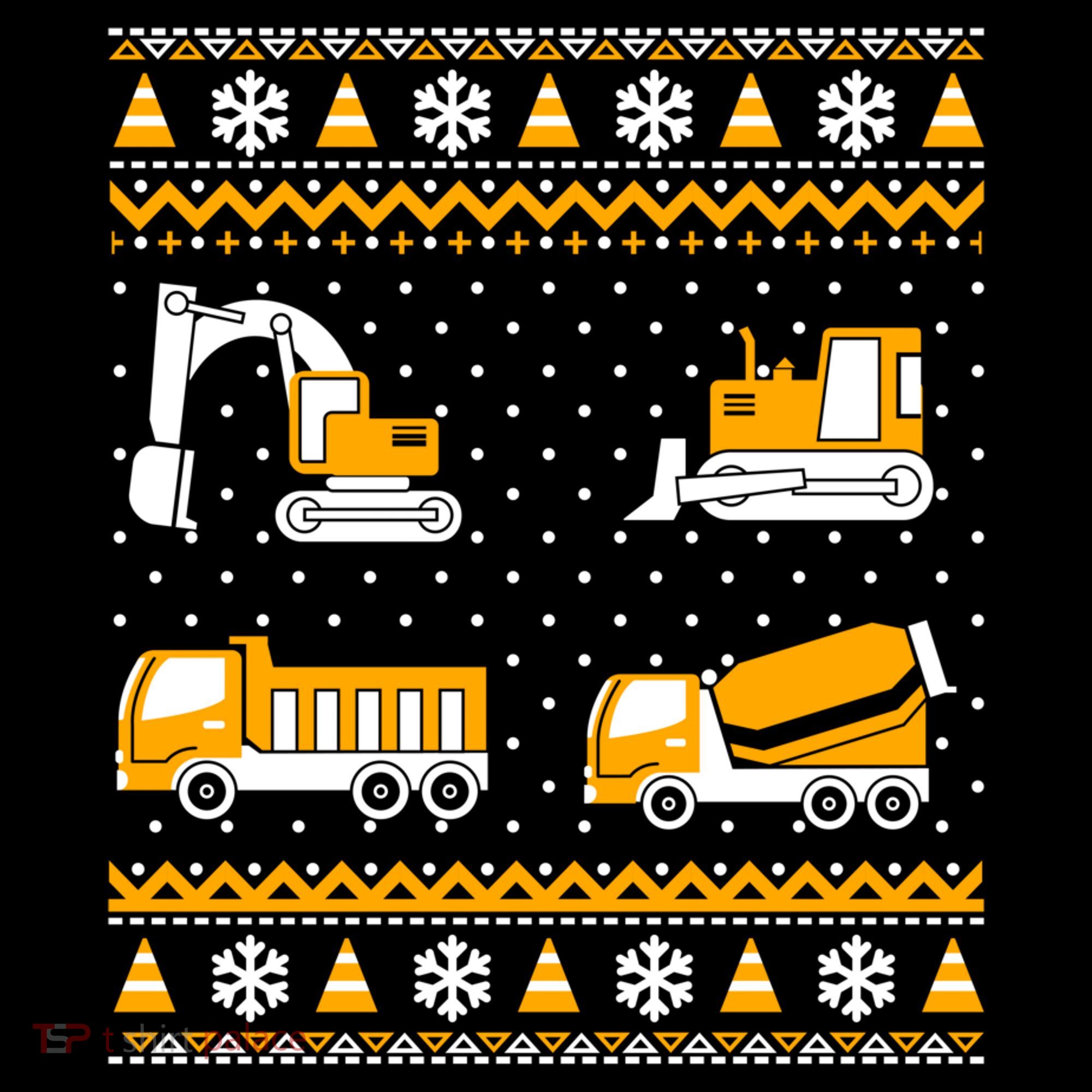 Construction Dump Trucks Bulldozer Ugly Christmas Sweater Bucket Hat