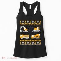 Construction Dump Trucks Bulldozer Ugly Christmas Sweater Women's Tank Top thumb 0