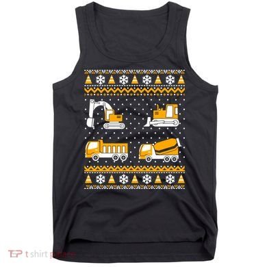 Construction Dump Trucks Bulldozer Ugly Christmas Sweater Tank Top