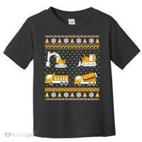 Construction Dump Trucks Bulldozer Ugly Christmas Sweater Toddler T-Shirt thumb 0