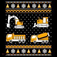 Construction Dump Trucks Bulldozer Ugly Christmas Sweater Toddler T-Shirt thumb 4