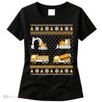 Construction Dump Trucks Bulldozer Ugly Christmas Sweater Women's T-Shirt thumb 0