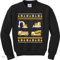 Construction Dump Trucks Bulldozer Ugly Christmas Sweater Kids Sweatshirt thumb 0
