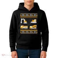 Construction Dump Trucks Bulldozer Ugly Christmas Sweater Kids Hoodie thumb 4