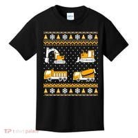 Construction Dump Trucks Bulldozer Ugly Christmas Sweater Kids T-Shirt thumb 0