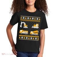 Construction Dump Trucks Bulldozer Ugly Christmas Sweater Kids T-Shirt thumb 2