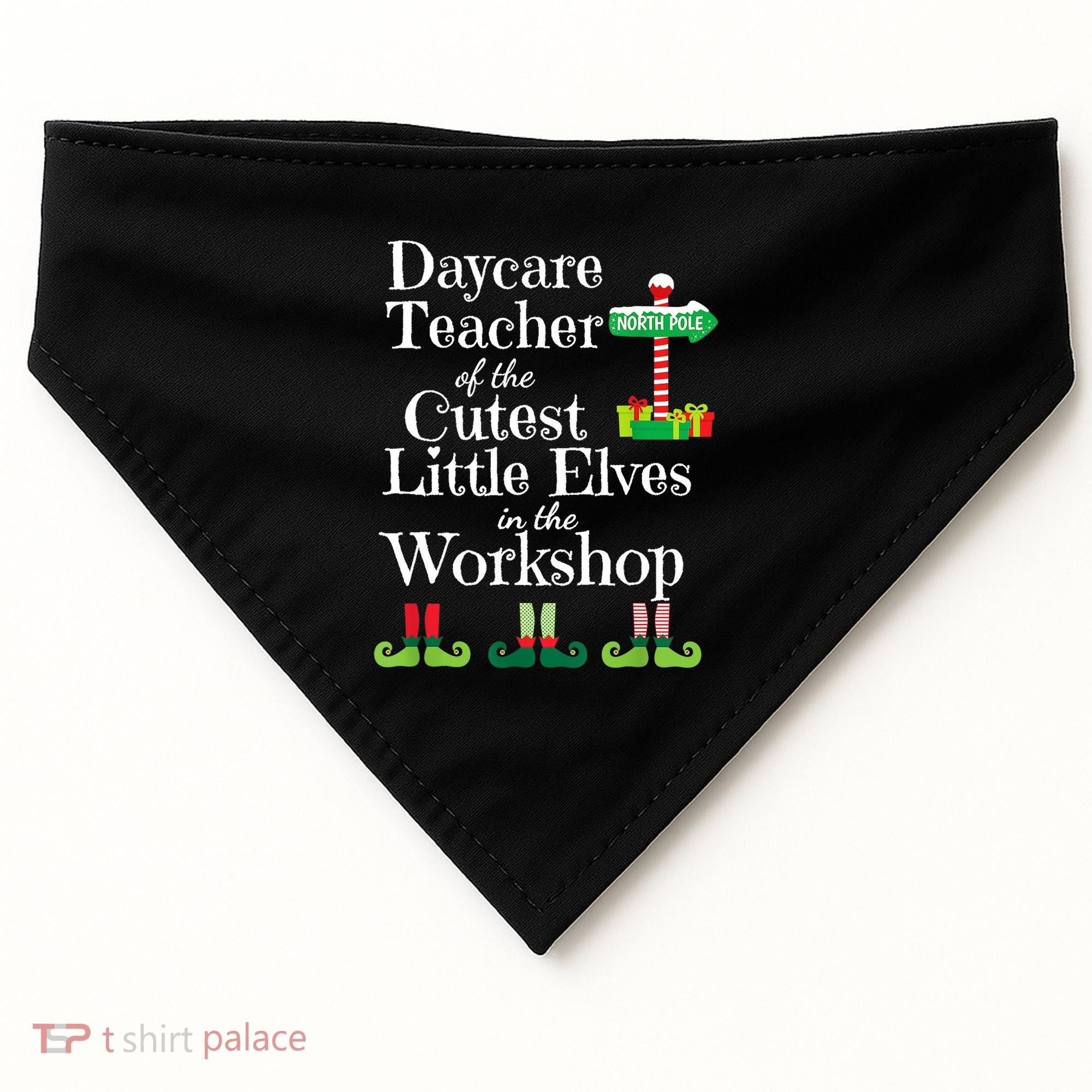 Cute Daycare Teacher Christmas Teach Cutest Elves Workshop USA-Made Doggie Bandana