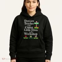 Cute Daycare Teacher Christmas Teach Cutest Elves Workshop Hoodie thumb 5