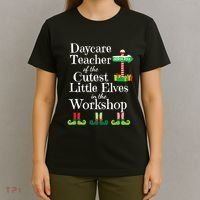 Cute Daycare Teacher Christmas Teach Cutest Elves Workshop T-Shirt thumb 4
