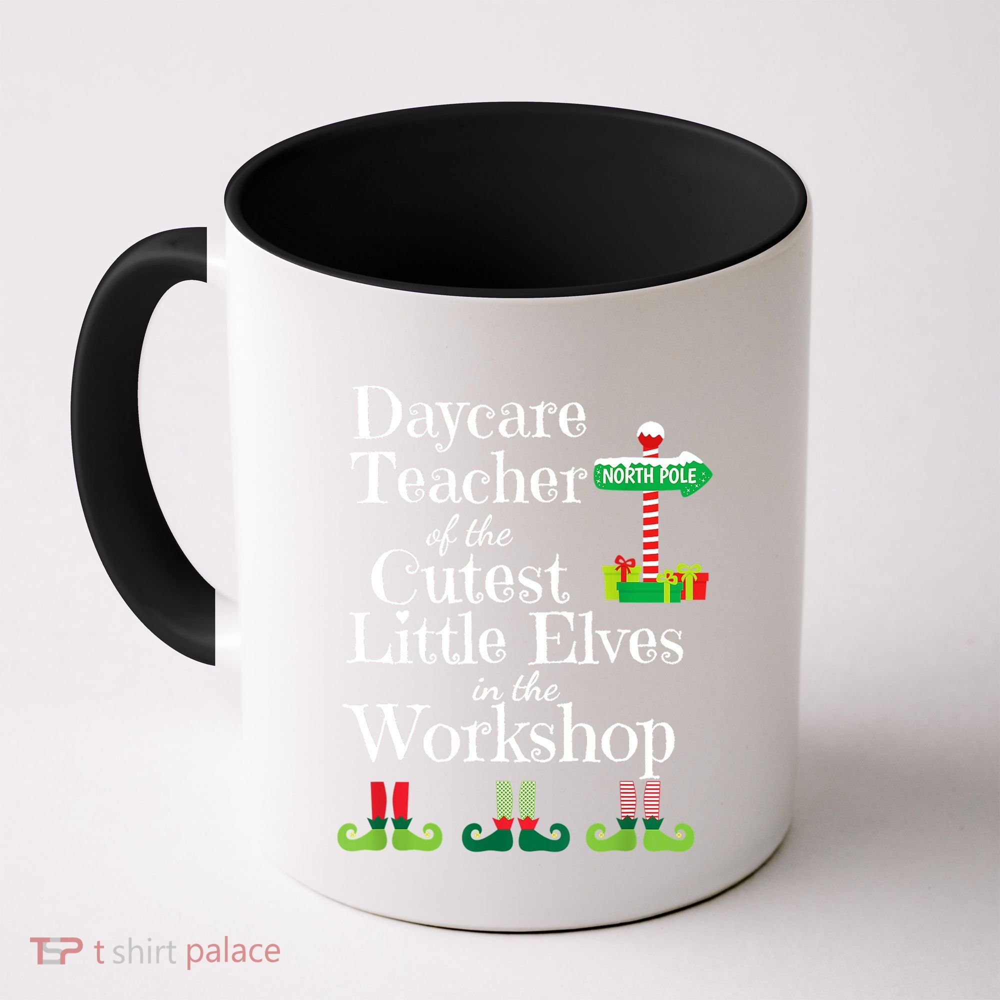 Cute Daycare Teacher Christmas Teach Cutest Elves Workshop Coffee Mug