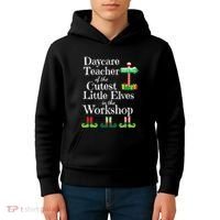 Cute Daycare Teacher Christmas Teach Cutest Elves Workshop Kids Hoodie thumb 4