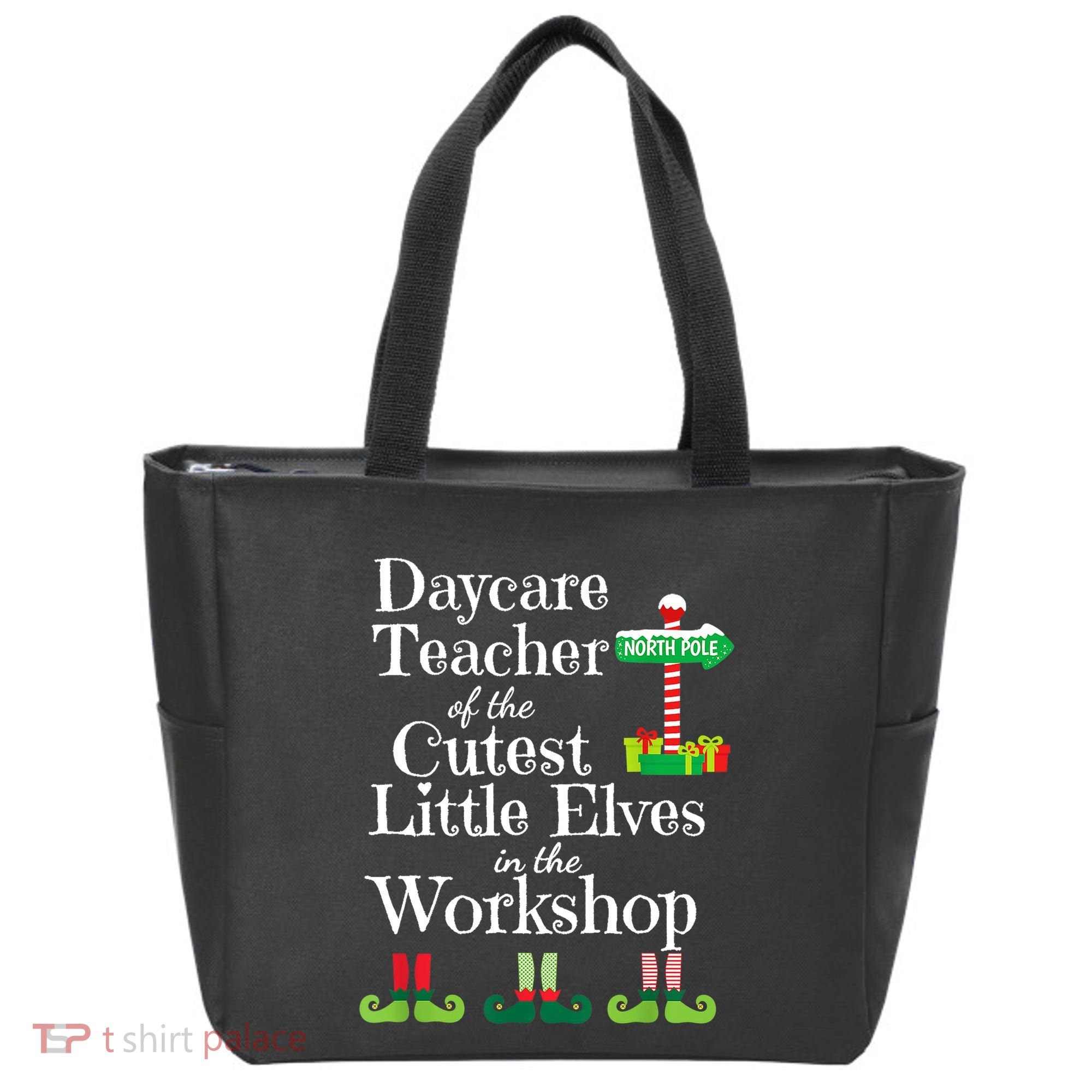 Cute Daycare Teacher Christmas Teach Cutest Elves Workshop Tote Bag