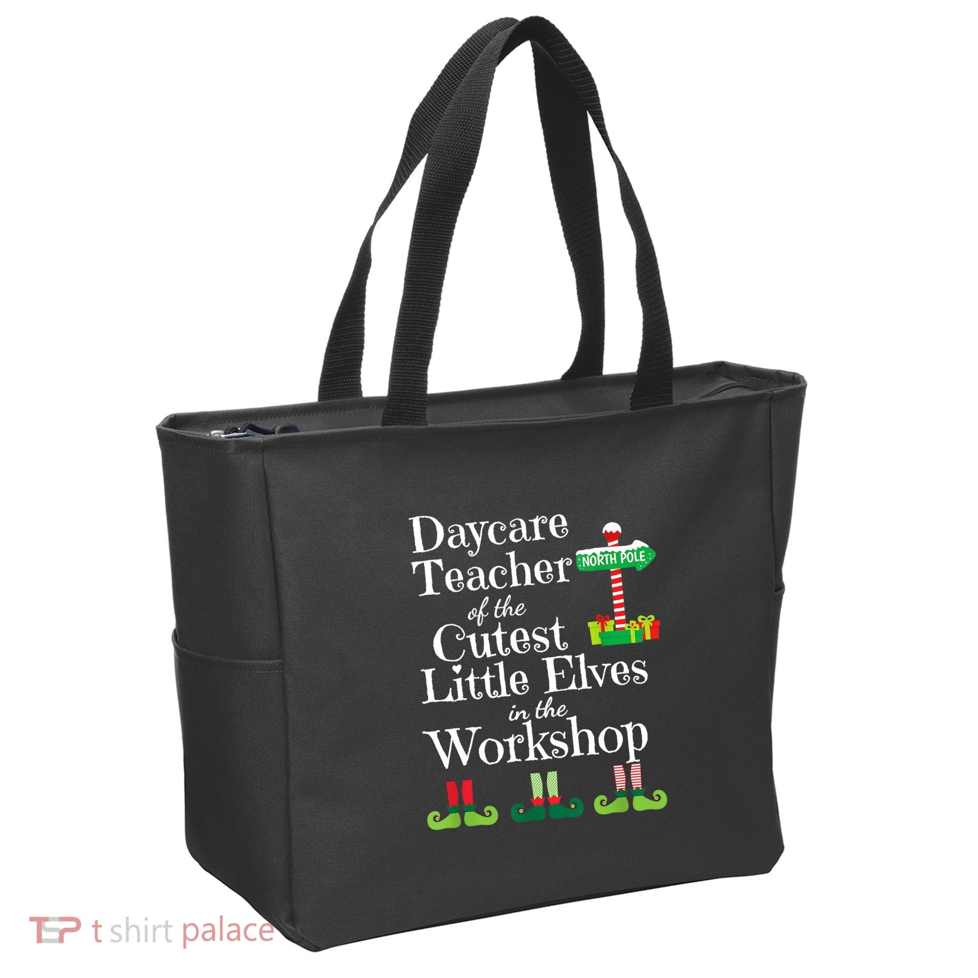 Cute Daycare Teacher Christmas Teach Cutest Elves Workshop Tote Bag