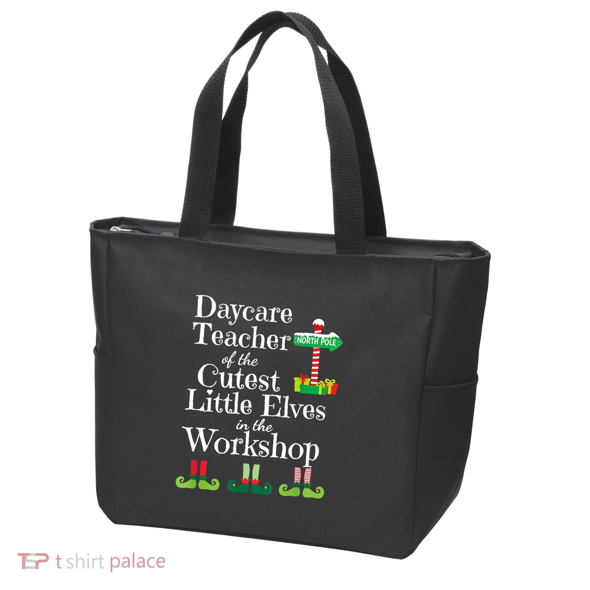 Cute Daycare Teacher Christmas Teach Cutest Elves Workshop Tote Bag