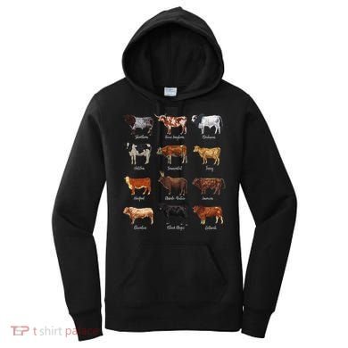 Cattle Drawings Types Of Cows Women's Hoodie
