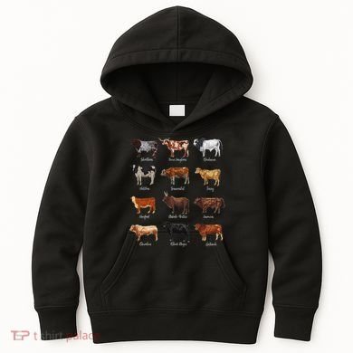 Cattle Drawings Types Of Cows Kids Hoodie