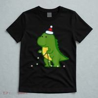 Christmas Dinosaur Tree Rex Putting Up String Lights Vintage T-Shirt thumb 5
