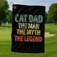 Cat Dad The The Myth The Legend Great Gift FatherS Day Gift Golf Towel thumb 1