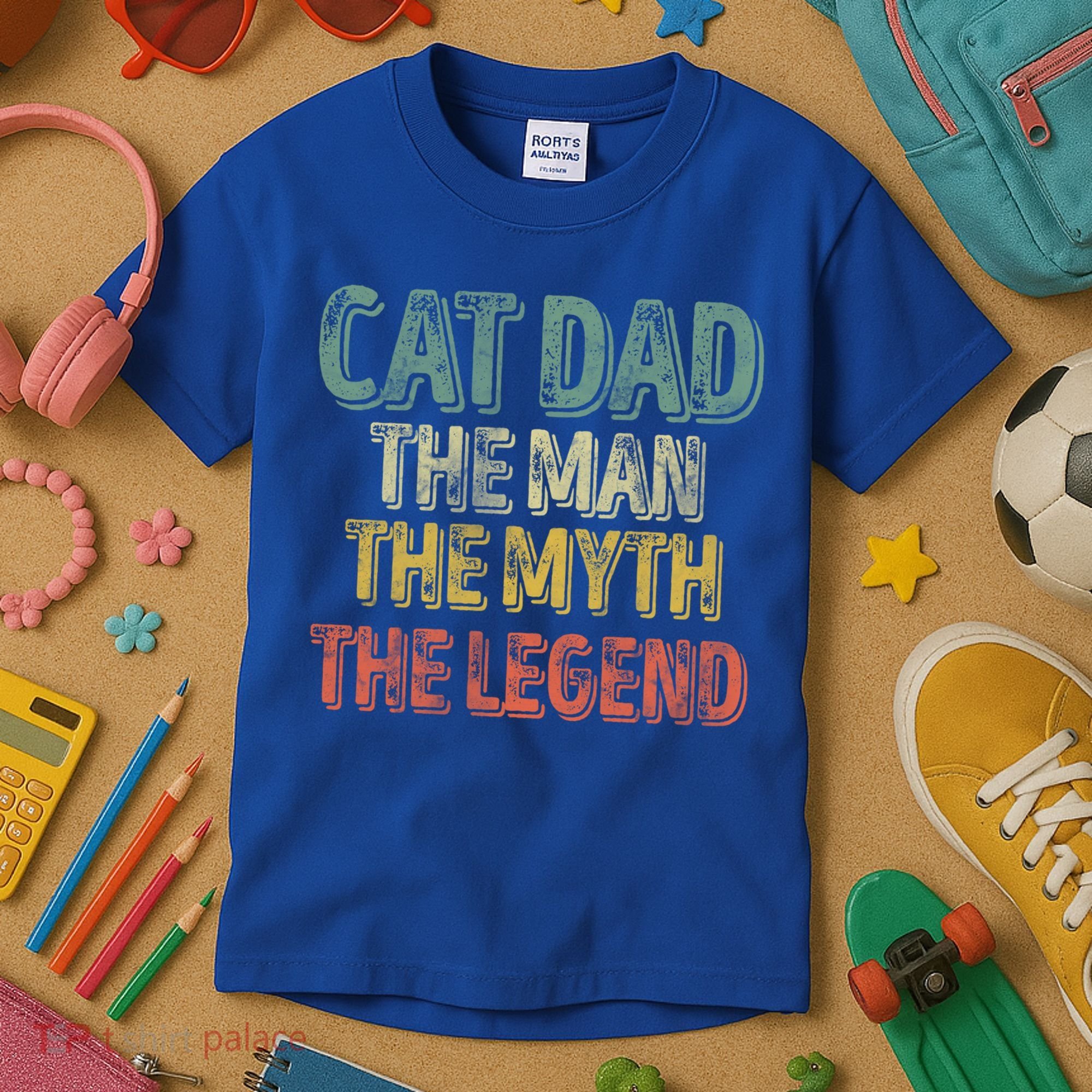 Cat Dad The The Myth The Legend Great Gift FatherS Day Gift Kids T-Shirt