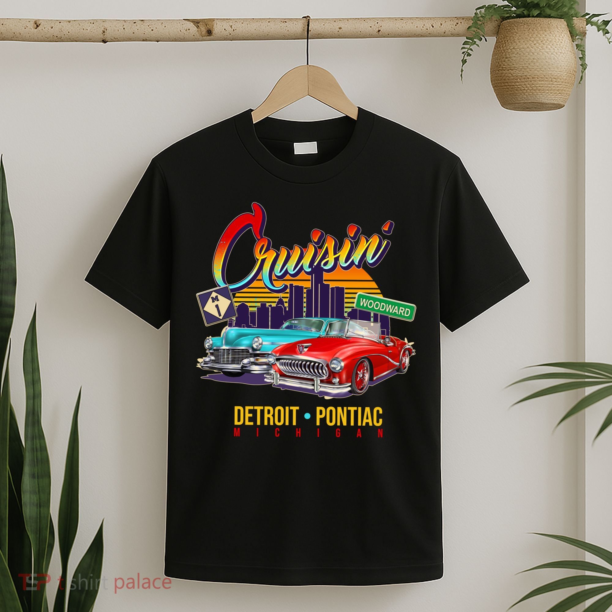Cruisin Detroit To Pontiac Clasic Cars T-Shirt