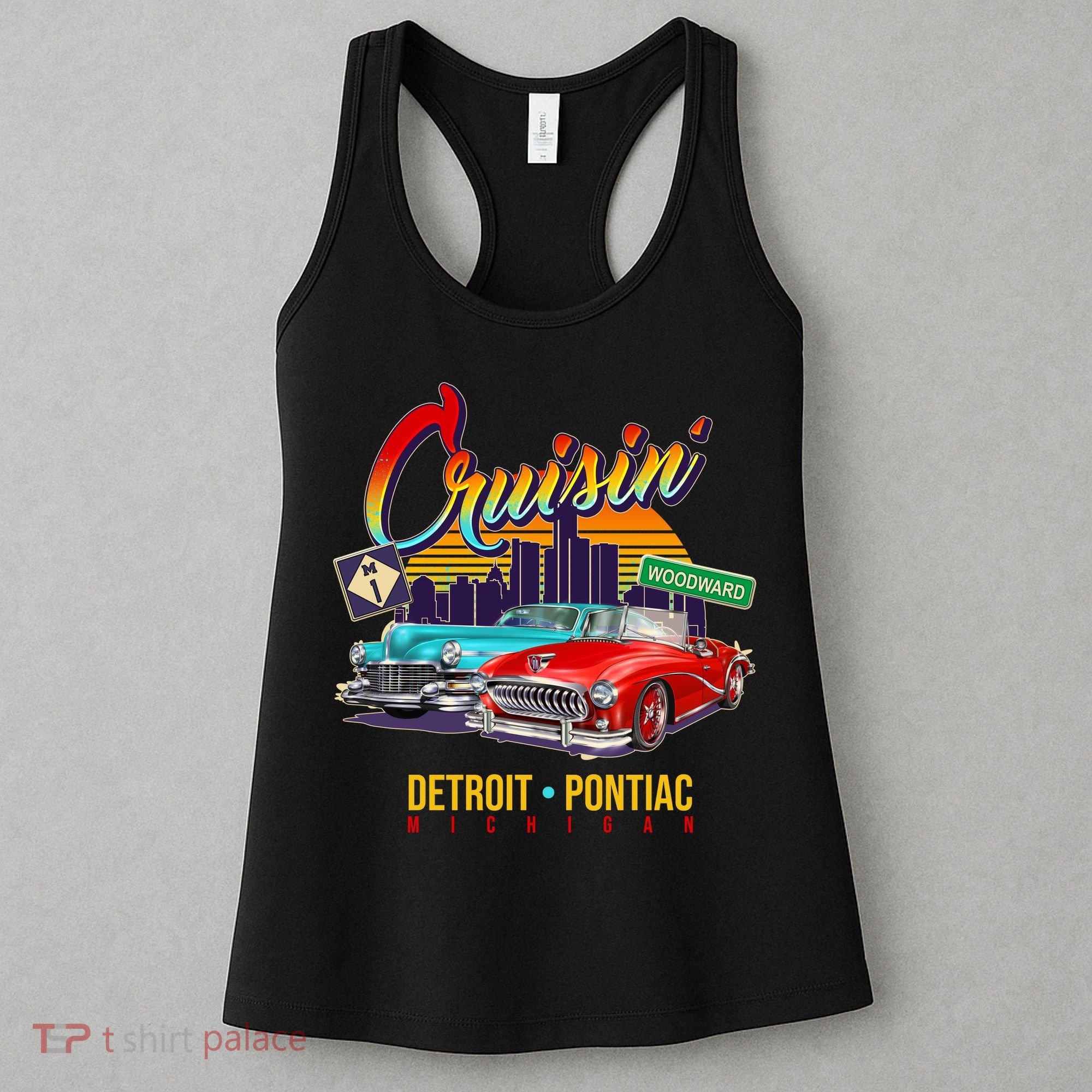Cruisin Detroit To Pontiac Clasic Cars Women's Tank Top