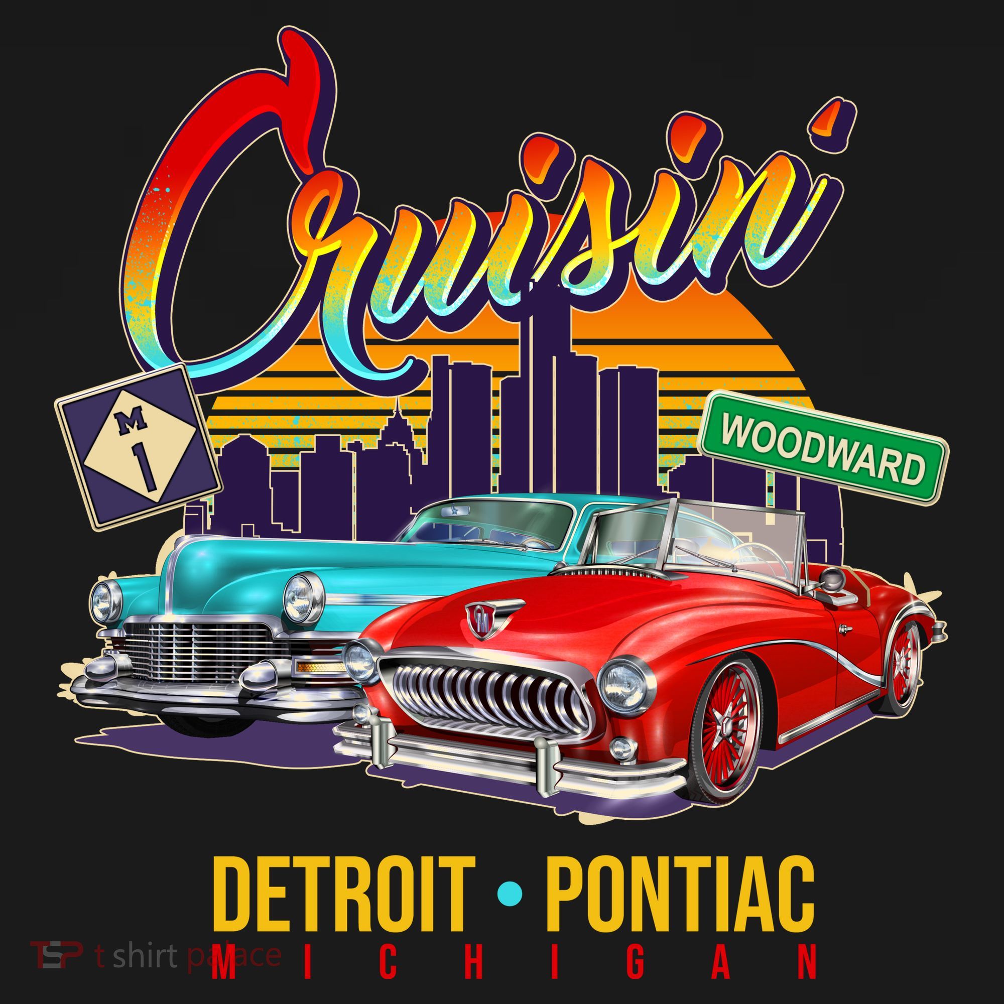 Cruisin Detroit To Pontiac Clasic Cars Women's Tank Top